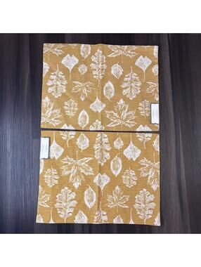 Target Threshold Gold Leaf Placemats Mustard Yellow Set of 2